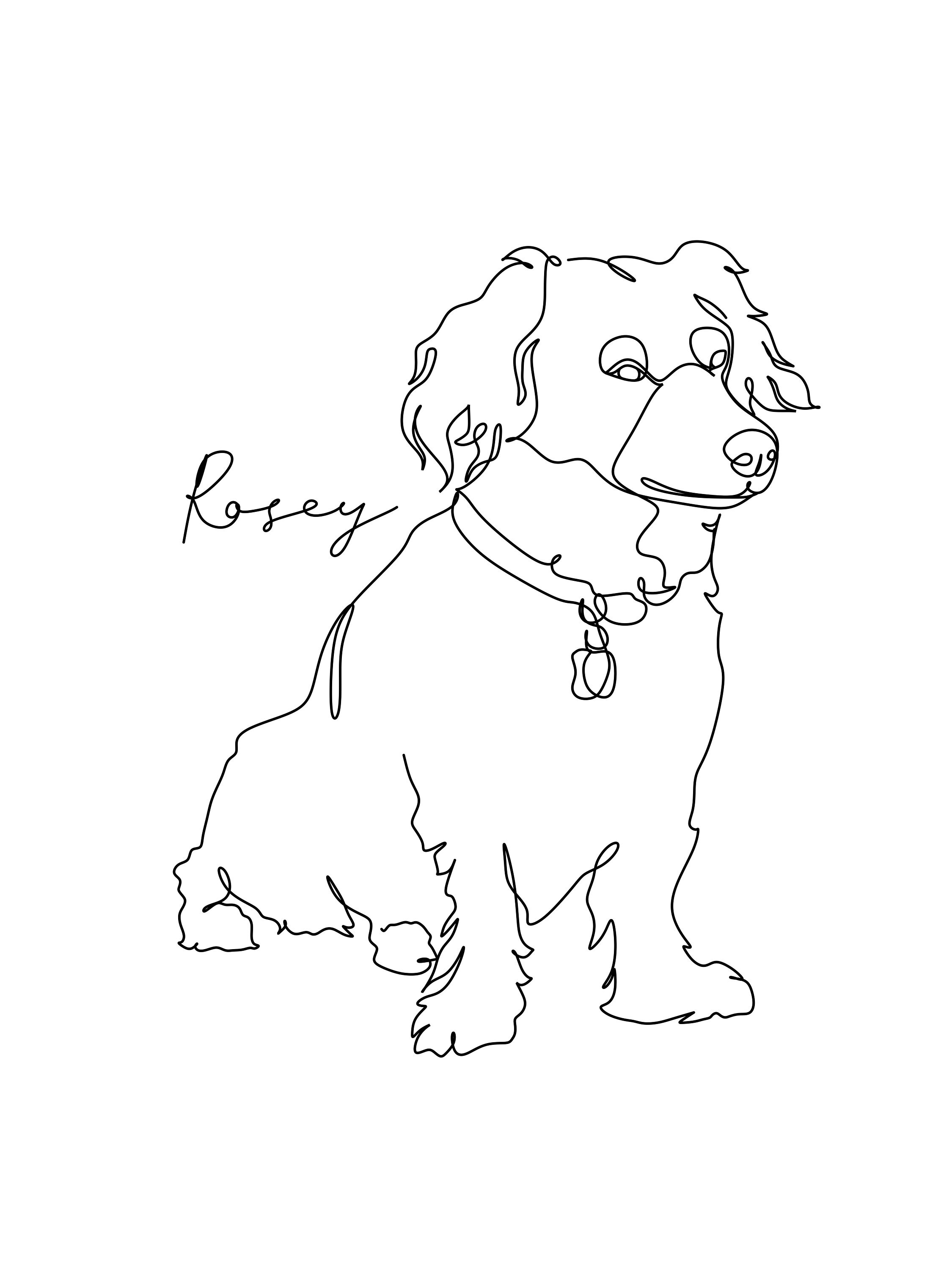 Dog portrait custom. Dog line drawing portrait. Personalized | Etsy