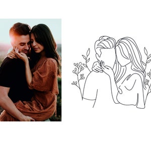 Custom line drawing | personalized drawing | custom couple gift | Gift for her | Line art | Couple drawing