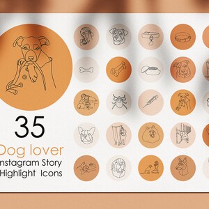 35 Hund Instagram Highlight Cover - Neutral, Pet Highlights, Instagram Story Highlight Covers, Social Media Icons, handgezeichnet, Hund Icons
