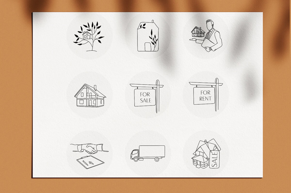 35 Real Estate Instagram Highlights Black White Gray Real Etsy