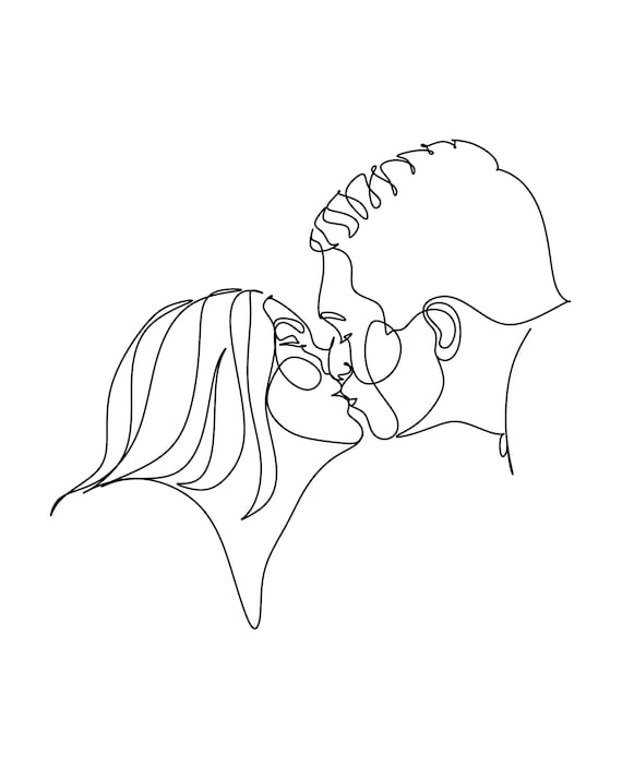 Couple Line Art Portrait