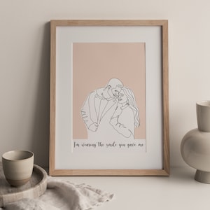 Custom Line Drawing Couple,  Anniversary Gift, Engagement Gift, Custom Portrait, Wedding Portrait, Sketches From Photo, Personalized Gifts