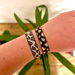 Leopard print bracelet in Miyuki beads