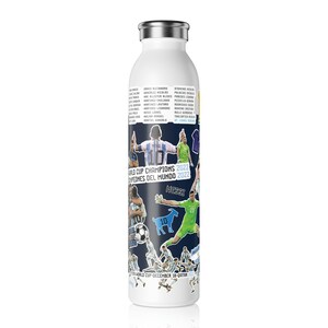 20oz Slim Water Bottle ARGENTINA World Cup Champions 2022, Messi 10, Campeon Mundial, Soccer, Futbol, Campeones Del Mundo image 3