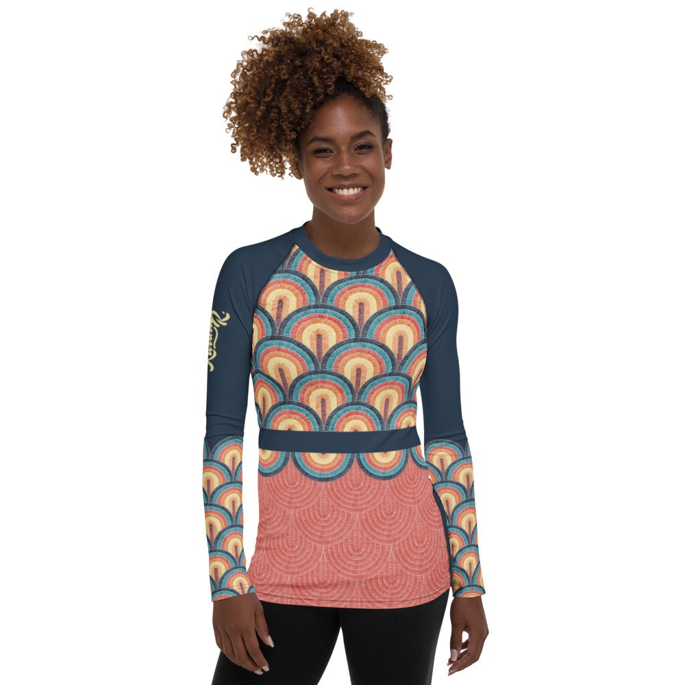 Pattern Rash Guard Rainbow Embroidery Pattern Women's Rash Guard - Etsy