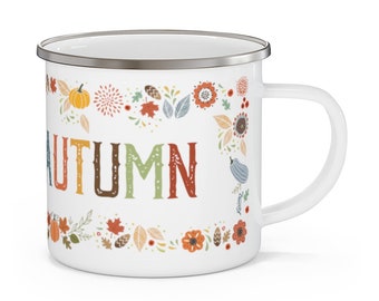 Ciao autunno, autunno, Ringraziamento, zucche, tazza da campeggio da 12 once