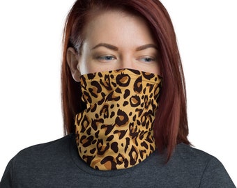 Animal Print Leopard Neck Gaiter - Black, Brown, Beige