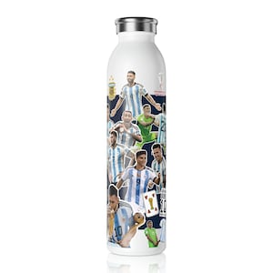 20oz Slim Water Bottle ARGENTINA World Cup Champions 2022, Messi 10, Campeon Mundial, Soccer, Futbol, Campeones Del Mundo image 4