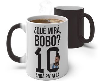 ARGENTINA, Color Changing 11oz Mug, Que Mira Bobo, World Cup Champions, 2022 Messi, Campeon Mundial, Soccer, Futbol, Heat-sensitive design