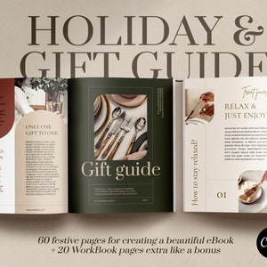 Holiday Gift Guide Canva Ebook Template, InDesign Magazine, Blogger, Lead Magnet, Editable, Customizable Content Upgrade, Instant Download