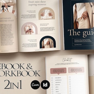 Course creator eBook Workbook template Canva & InDesign. Ideal for coaches, bloggers, small business entrepreneurs. More than 160 pages.