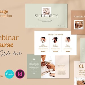 Elegant Slide Deck Template | Canva & InDesign Template | Online Course | Course Creator | Presentation | Pitch deck | Webinar Template