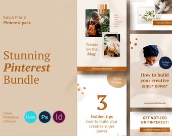 Pinterest Template | Canva, Photoshop, InDesign, Template | Social Media | Pinterest Pins | Pinterest Marketing | Blog Templates