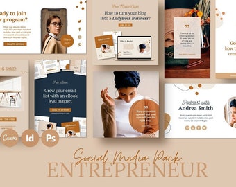 Social Media Templates | Canva Template | Instagram Posts | Instagram Story | Facebook Post | Pinterest Pins | InDesign, Photoshop Template