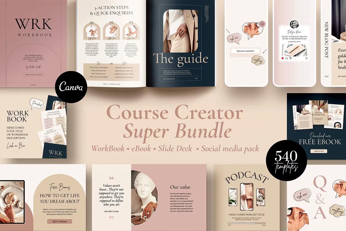 Canva Course Creator Bundle for Coaches, Lead Magnet, Online Course ...