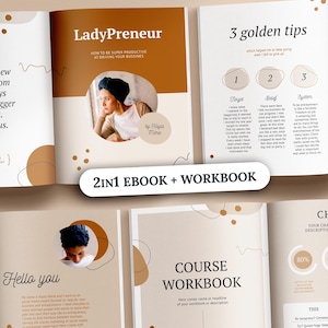 eBook template, Workbook template for course creator coaches. Online course branding resources made in Canva and InDesign for coach business