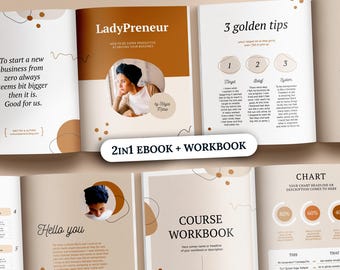 eBook template, Workbook template for course creator coaches. Online course branding resources made in Canva and InDesign for coach business
