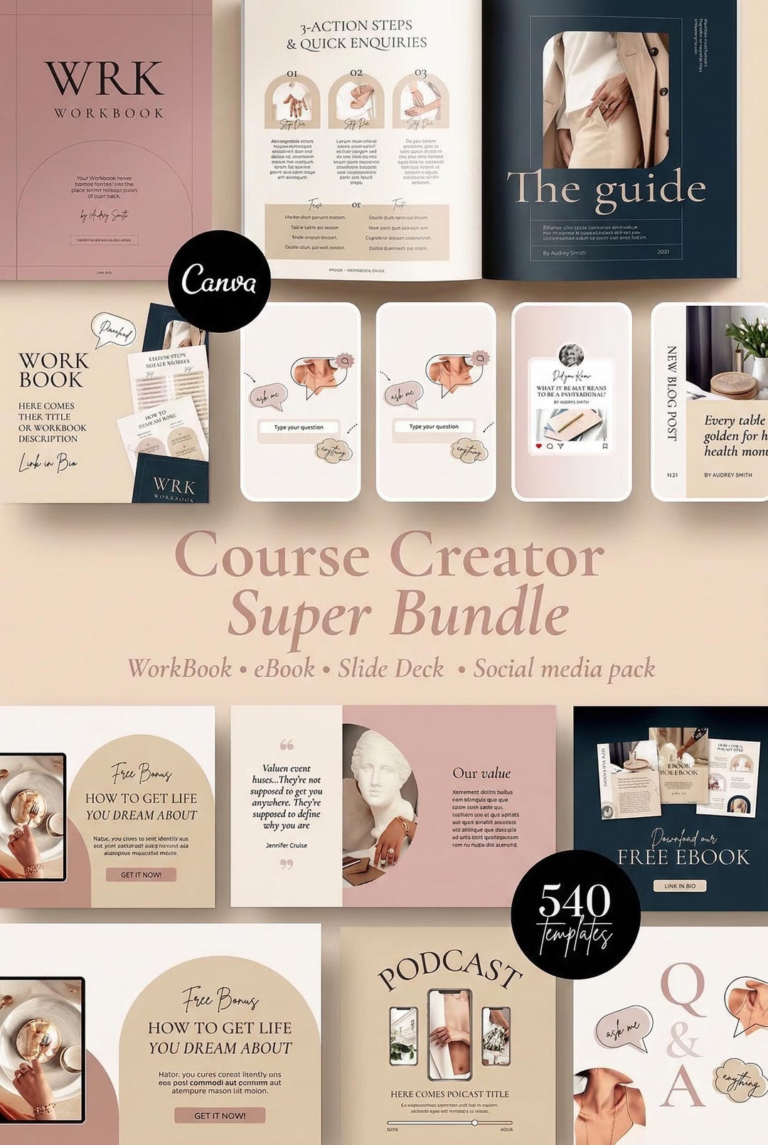 Canva Course Creator Bundle for Coaches, Lead Magnet, Online Course ...