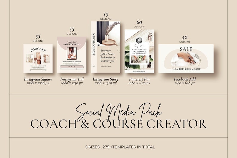 Course Creator Social Media Canva Template. Ideal for Coaches, Bloggers ...