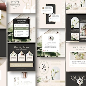 Mona Canva Instagram Template Bundle, Editable Social Media Posts, Long Posts, Stories for Coaches, Bloggers, Feminine Business Templates