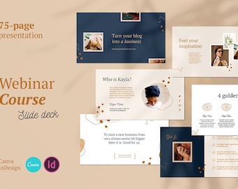 Slide Deck Template | Canva & InDesign Template | Course Webinar | Course Creator | Pitch Deck Template | Business Presentation