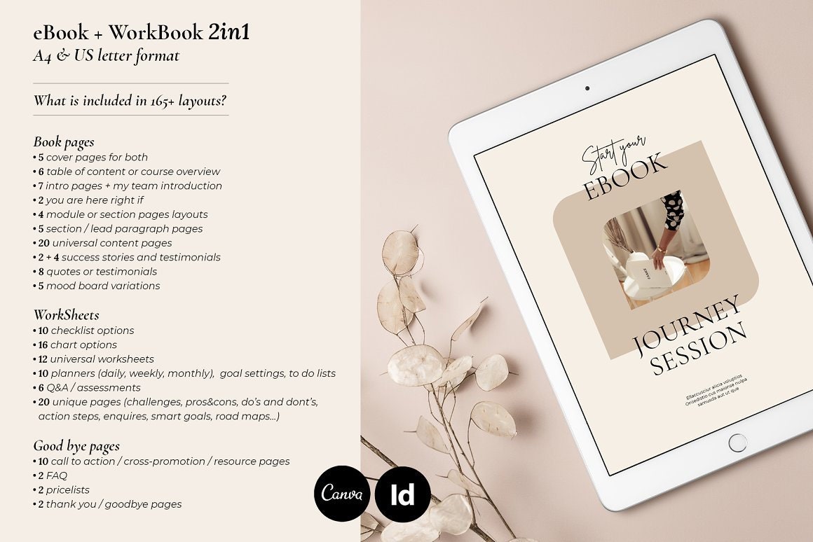 Course Creator Ebook Workbook Template Canva & Indesign. Ideal for ...
