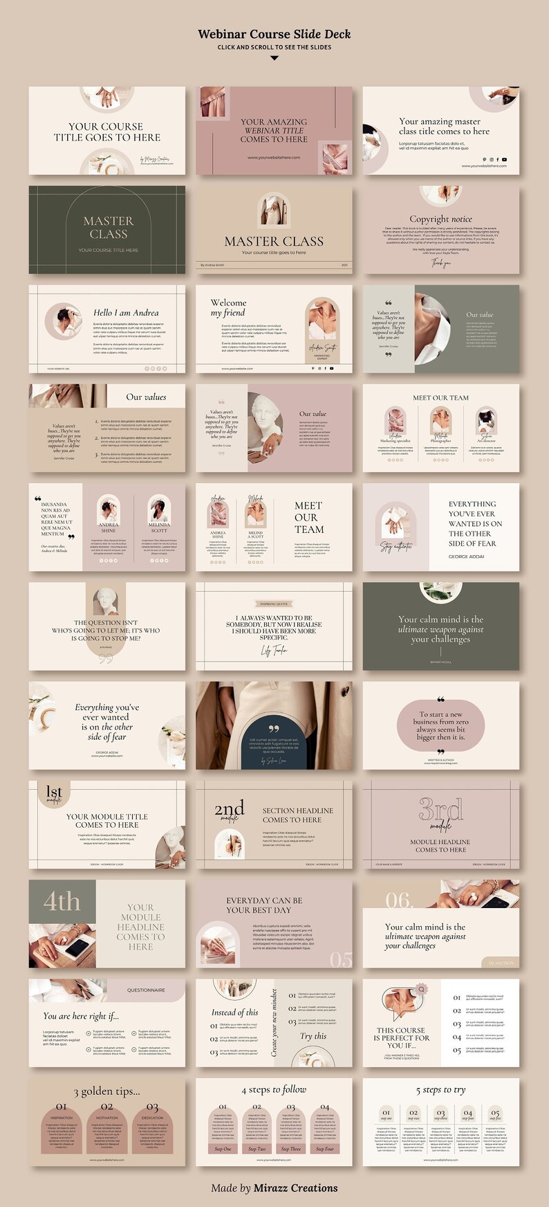 Slide Deck Template | Canva Template | Course Webinar | Course Creator ...