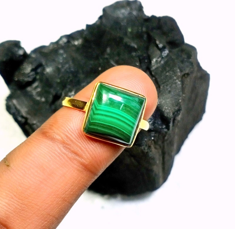 Malachite square ring deals