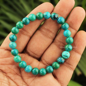 Natural Chrysocolla Bracelet, 8mm Round Bracelet, Spiritual Protection Balancing Bracelet,Chrysocolla Crystal Bracelet, Men & Women Bracelet