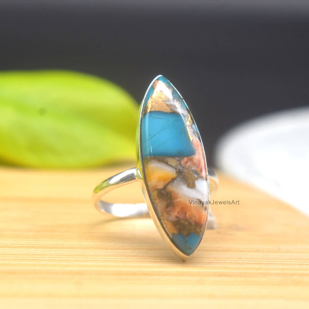 Sterling Turquoise Marquise Ring main image 1