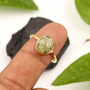 Amazing Mohave Peridote Ring - 8x10mm Oval  Ring - 925 Sterling Silver - 18k Gold Plated - Everyday Ring - All Size Available