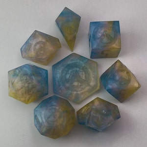 You Choose Number Color! FPS Inspired Dice - Pansexual Pride Month Inspired - Sharp Edges - Full 7 Dice Set + D2 - Tabletop Gaming D&D
