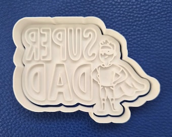 3D Printed Super Dad Cookie Cutter & Embosser Set | Father's Day Baking Tool