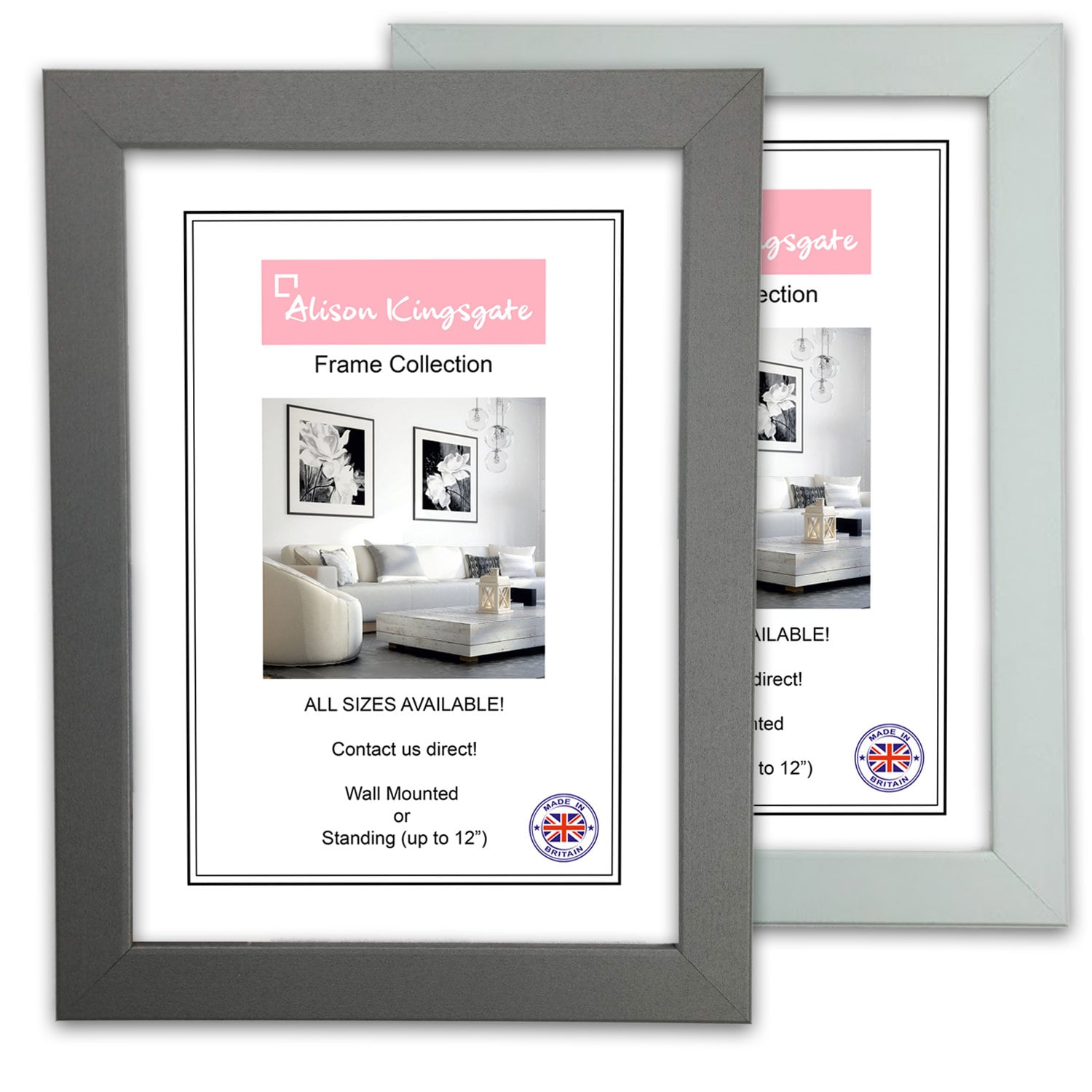 Modern Style Sleek Dark Grey Picture Frame Light Grey Photo Etsy UK