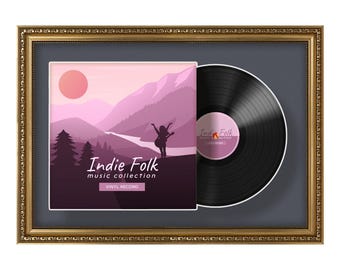 25X17 Vinyl Record Frame | LP Album Display |Record Wall Frame | Vinyl Album Cover Holder in Ornate Style