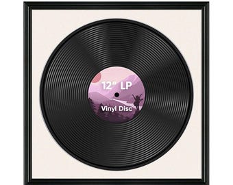 16x16 Vinyl Record Frame | 16" LP Album Display |Record Wall Frame | Vinyl Album Cover Holder in Swept Style