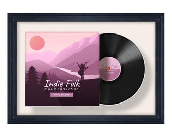 25X17 Vinyl Record Frame | LP Album Display |Record Wall Frame | Vinyl Album Cover Holder in Step Style