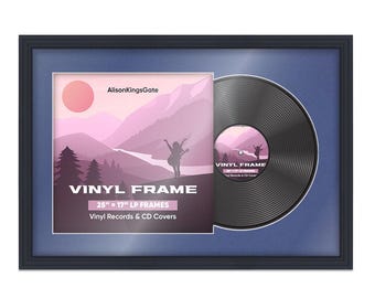 25X17 Vinyl Record Frame | LP Album Display |Record Wall Frame | Vinyl Album Cover Holder in Step Style