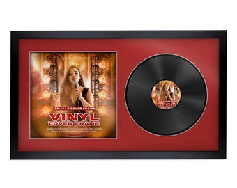 30X17 Vinyl Record Frame | LP Album Display |Record Wall Frame | Vinyl Album Cover Holder in Modern Sleek Style