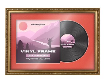 25X17 Vinyl Record Frame | LP Album Display |Record Wall Frame | Vinyl Album Cover Holder in Ornate Style