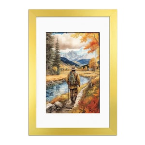 A2 A4 A1 A5 Picture Gold Frame with Mount, A3 Family Picture Frame for Trendy Wall Art, Colourful Modern Thin Multi Photo Frame