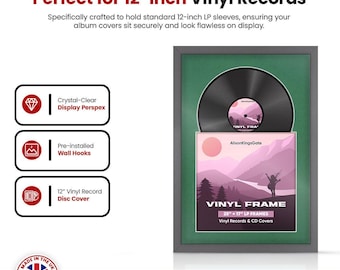25X17 Vinyl Record Frame | LP Album Display |Record Wall Frame | Vinyl Album Cover Holder in Modern Sleek Style