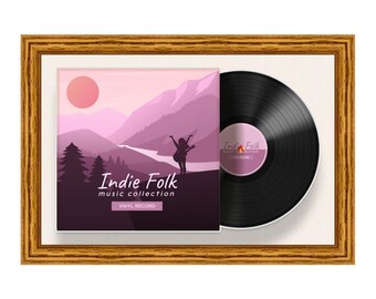 25X17 Vinyl Record Frame | LP Album Display |Record Wall Frame | Vinyl Album Cover Holder in Classic Style