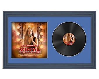 30X17 Vinyl Record Frame | LP Album Display |Record Wall Frame | Vinyl Album Cover Holder in Step Style