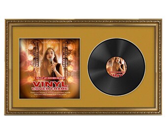30X17 Vinyl Record Frame | LP Album Display |Record Wall Frame | Vinyl Album Cover Holder in Ornate Style