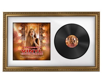 30X17 Vinyl Record Frame | LP Album Display |Record Wall Frame | Vinyl Album Cover Holder in Ornate Style