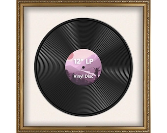 16x16 Vinyl Record Frame | 16" LP Album Display |Record Wall Frame | Vinyl Album Cover Holder in Ornate Style