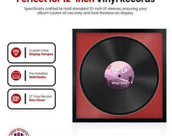 16x16 Vinyl Record Frame | 16" LP Album Display |Record Wall Frame | Vinyl Album Cover Holder in Modern Sleek Style