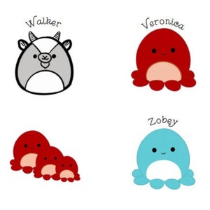 Squishmallow Circle Matte Stickers, Walker Circle Sticker, Veronica Circle Sticker, Zobey Circle Sticker, Veronica 16&#39; 8&#39; 5&#39;  Circle Sticker