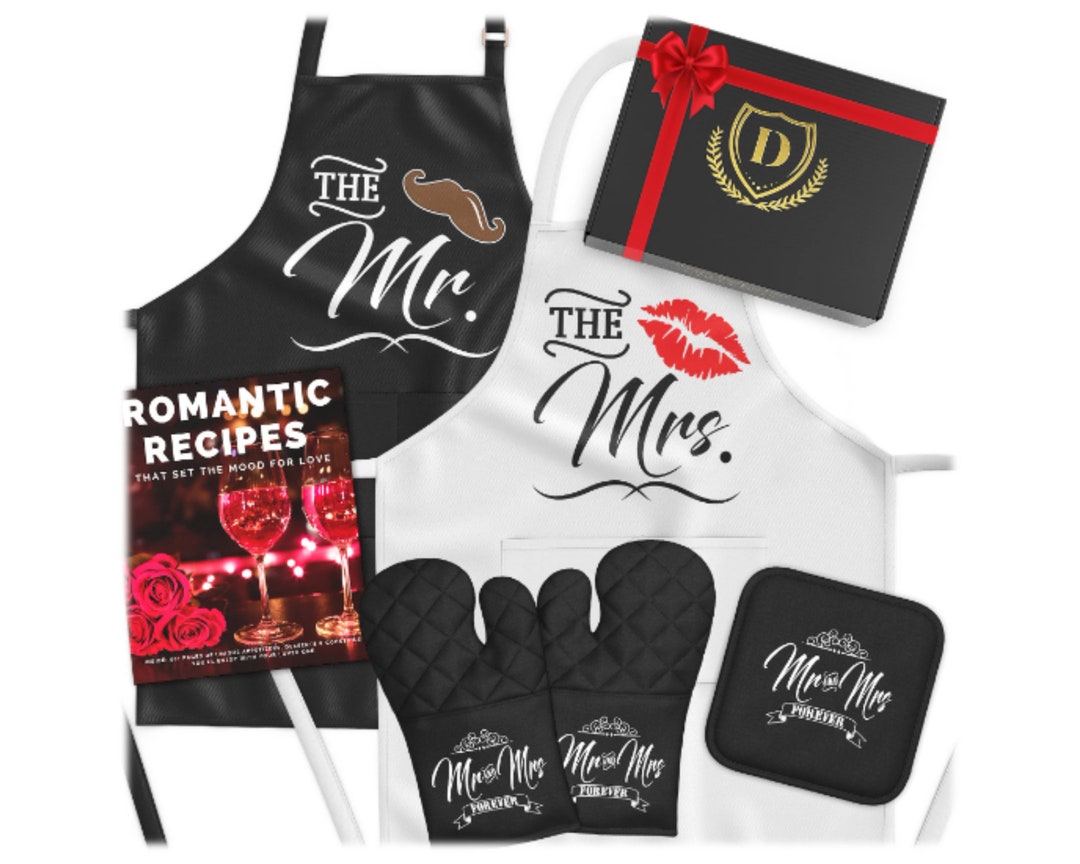 DELUXY Mr & Mrs Aprons for Happy Couple Mr and Mrs Gifts, Wedding ...